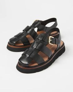 Fisherman Black Leather Sandals | Oliver Bonas US Leather Fisherman Sandals, Fisherman Sandals, Oliver Bonas, Black Leather Sandals, Black Leather Belt, Fall 2024, Straw Hat, Leather Belt, Leather Sandals