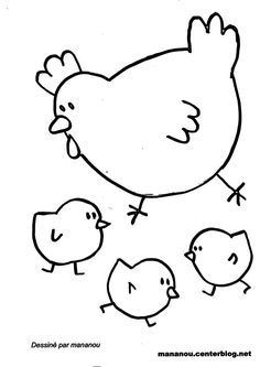 an adult chicken and two chicks are depicted in this coloring page for the children's book