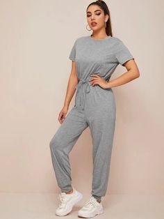 Shop Trendy Loungewear & Sleepwear | SHEIN USA Lounge Wear Outfit, Formal Dresses For Teens, Solid Jumpsuit, Drawstring Neckline, Dresses For Teens, Vintage Style Outfits, Lingerie Sleepwear, Teen Fashion Outfits