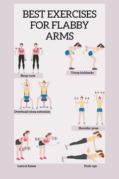 the best exercises for flabby arms are shown in this poster, which shows how to