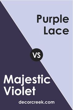 two purple and black triangles with the words purple lace versus majestic violett on them