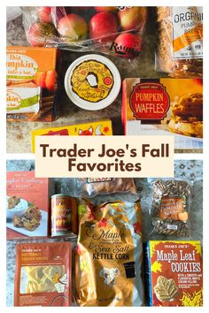 trader joe's fall favorites, including apples, cookies and other items from the store