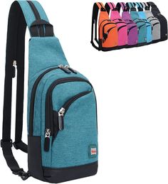 Small Sling Bag for Women Mens Convertible Crossbody Backpack Shoulder Chest Daypack with Zipper Strap for Hiking Versatile Green Chest Bag For Travel, Travel Chest Bag With Anti-theft Pocket Backpack Style, Green Chest Bag With Zipper For Travel, Green Travel Chest Bag With Zipper Pocket, Blue Shoulder Bag Backpack For Outdoor Activities, Functional Travel Chest Backpack, Versatile Blue Backpack For Outdoor Activities, Functional Green Chest Bag For Travel, Functional Blue Chest Bag For Outdoor