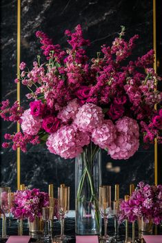 Berry Bold Tall Wedding Table Centerpiece Fuchsia And Green Wedding, Deep Pink Wedding Flowers, Bold Floral Arrangements, Jewel Tone Flower Arrangements, Dark Magenta Wedding, Dark Pink Wedding Flowers, Hot Pink Flower Arrangements, Valentines Floral Arrangements, Magenta Wedding Decorations