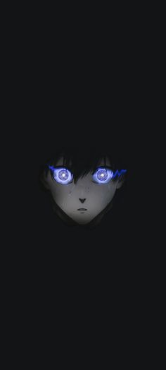 an anime character with blue eyes in the dark