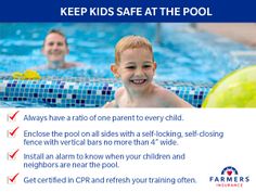 an advertisement for a child's swimming pool with the words keep kids safe at the pool