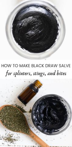 How to make black drawing salve for splinters, bites, stings, and skin irritations. Homemade drawing salve recipe for all-natural home remedies. #homeremedies Black Drawing Salve, Drawing Salve, Salve Recipes, Black Drawing, Spider Bites, Ginger Benefits, How To Make Drawing