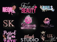 the logos for beauty salons and hairdressers are shown in this image