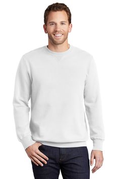 Beach Wash ® Garment-Dyed Crewneck Sweatshirt - WHITE - XL | Port & Company Men's Beach Wash Garment-Dyed Crewneck Sweatshirt in White Size XL | Fleece White Crew Neck Casual Sweats, White Casual Crew Neck Sweats, Casual White Crew Neck Sweats, White Casual Sweats, Casual White Cotton Sweats, White Relaxed Fit Crew Neck Sweats, White Cotton Crew Neck Sweats, Sweatshirt White, Aged To Perfection