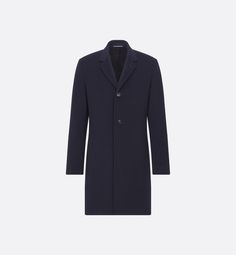 The single-breasted coat is crafted in navy blue cashmere. Understated and timeless, it has a mid-length cut with notched lapels and a rear vent. The style has an elegant silhouette and is a wardrobe classic.. Dior Coat, Denim Swimsuit, Dior Star, Classic Coat, Stole Scarf, Wardrobe Classic, Single Breasted Coat, Short Denim, Classic Coats