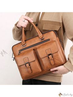 Bird in Bag - High Capacity Multi-Pocket Zipped Notebook Bag for Business Travel and Commute Business Brown Shoulder Bag With Pockets, Brown Business Shoulder Bag With Pockets, Casual Rectangular Briefcase With Zipper Pocket, Brown Tote Bag With Multiple Pockets, Brown Satchel With Multiple Pockets For Daily Use, Brown Satchel Bag With Multiple Pockets, Brown Laptop Bag With Pockets For Everyday Use, Casual Briefcase With Zipper Pocket, Rectangular Office Bag With Pockets