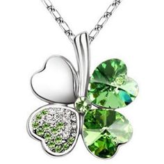 Wicked Wonders VIP Bling Necklace Luck of the Irish Green Necklace Affordable Bling_Bling Fashion Paparazzi Collar Verde, Swarovski Christmas, Green Pendant Necklace, Four Leaf Clover Necklace, Clover Pendant, Green Pendants, Clover Necklace, Green Gems, Four Leaf