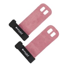 two pink wristbands with black straps