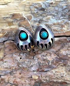 This is great pair of vintage bear paw stud earrings. They are Navajo made. Genuine turquoise and 925 silver. They are slightly over 5/8" in height and slightly over 1/2" wide. $32 956 Bear Paws, Genuine Turquoise, Jewelry Earrings Studs, 925 Silver, Jewelry Earrings, Stud Earrings, Turquoise, Silver