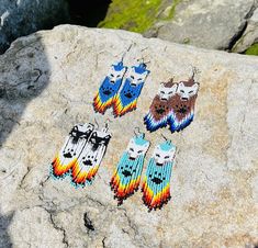 One of a kind beaded earrings. Wolf design, nice traditional bead work. Wolf Design, Handmade Earrings Beaded, Beaded Fringe, Fringe Earrings, Handmade Earrings, Earrings Handmade, Jewelry Earrings Studs, Beaded Earrings, Bead Work