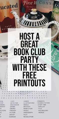 a book club party with free printouts