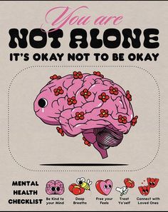 Self Care Posters Aesthetic, You Are Not Alone, Mental Health Poster, Wow Photo, Picture Collage Wall, Be Okay, Photo Wall Collage, Happy Words, It's Okay