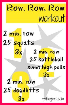 the instructions for how to row, row and walk workouts with numbers on them