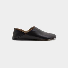 Loewe "Toy" leather slipper loafers Flat heel Round toe Slip-on style Made in Italy Leather Slip-on Slippers For Galas, Modern Slip-on Slippers With Rubber Sole, Modern Slip-on Slippers With Textured Sole, Modern Closed Toe Slippers With Leather Sole, Modern Slip-on Loafers For Galas, Modern Slip-on Slippers With Removable Insole, Modern Formal Slippers With Leather Sole, Modern Slip-on Loafers With Leather Sole, Modern Slip-on Loafers With Removable Insole