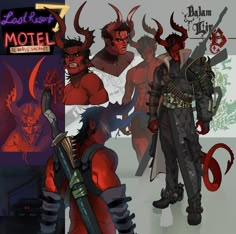 an image of some devil men in front of a sign that says bad boy motel