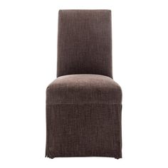 a brown upholstered chair on a white background with the back turned to look like it's made out of fabric