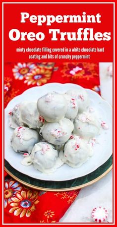 peppermint oreo truffles on a white plate