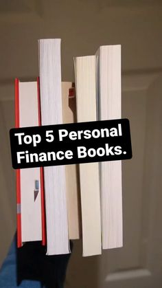 the top 5 personal finance books are stacked on each other with text overlaying them