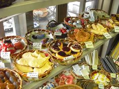 many baskets filled with different types of food