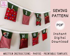 christmas stockings hanging on a line with numbers