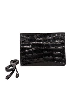 This Vince crossbody is the epitome of cool with its black crocodile embossed cow leather and versatile, easy-to-throw-on design. It's the chic, minimalist choice for any fashionista on the go! Perfect for concerts and festivals to hold your essentials without the extra space. Black cow leather Crocodile-embossed Flap with magnetic closure Minor wear on front, corners, and interior of flap One interior pocket Height 6.25" Width 8.25" Depth 2" Strap drop 23" Space Black, Black Cow, Contemporary Outfits, The Chic, Magnetic Closure, Cow Leather, Emboss, Leather Crossbody, Icon Design