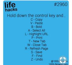 a blue poster with the words'hold down the control key and c - copy '