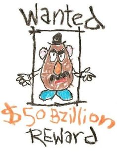 a drawing of a cartoon character in jail cell with the words wanted $ 50 billion reward