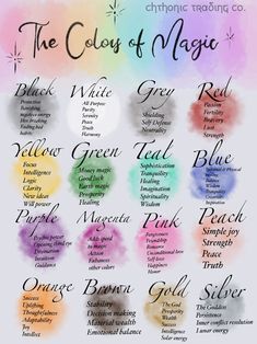 The Color of Magic Printable Magic Colors Witchcraft Colors - Etsy.com Learn Psychology, Luck And Logic, The Colour Of Magic, Study Reference, Moon Magick