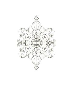 a black and white drawing of an ornate design