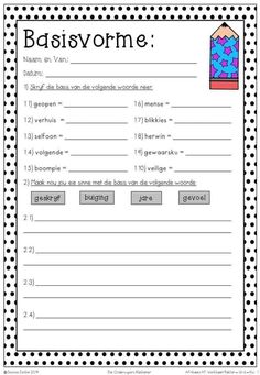 a worksheet with the words basisvorme in french and an image of a