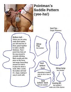 the instructions for how to make a pony's saddle pattern with pictures on it