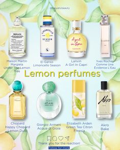 🍋 Lemon perfumes — best summer finds ⬇️ *Please note that most of these are leaning towards feminine side, or unisex. ▫️ Maison Martin Margiela Under The Lemon Tree — this unisex perfume doesn’t have a lemon note (lime and lemongrass instead), but it definitely creates that feeling of being under a lemon tree, or drinking fresh lemon tea. ▫️ El Ganso Limoncello Season — smells like a lemon drink with ginger and ice, very natural, with no sweetness. This one is definitely unisex, I’d say... Lemon Scented Perfume, Lemon Vanilla Perfume, How To Smell Like Lemons, Lemongrass Perfume, Lemon Perfume, Under The Lemon Tree, Summer Smells, Elizabeth Arden Green Tea, Summer Perfume