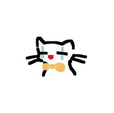 a cat with a bow tie on it's chest and eyes are drawn in different colors