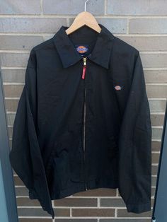 "Vintage 1990s Dickies Work Jacket - Size L (Length 28\" Chest 24\")  - Overall great vintage condition - No holes no stains - Message for more information Please take note of the measurements listed as these are vintage clothes and may fit different than the tag size. Follow our page for more vintage clothing drops! Connect with us on Instagram: @recurarchives" Dickies Denim Jacket, Black Work Jacket, Dickies Work Jacket, Our Lady Peace, Dickies Style, Dickies Jacket, Mechanics Jacket, Jacket Patchwork, Fall Outerwear