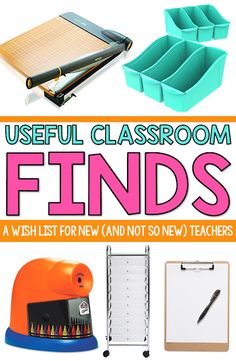 useful classroom finds for new and not so new teachers, including pens, pencils, markers, binders, and more