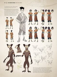 an image of the character sheet for avatars from avatar, with various poses and expressions