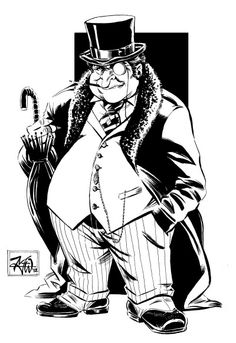 a black and white drawing of a man in a top hat, suit and cane