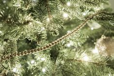 a close up of a christmas tree with lights