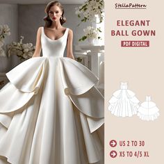 an elegant ball gown is shown with the cut outs to make it look like she's about to be married