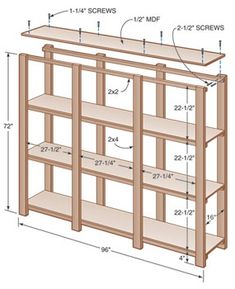 the plans for a bookcase are shown