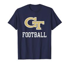 a t - shirt with the words gt football in white and gold letters on it