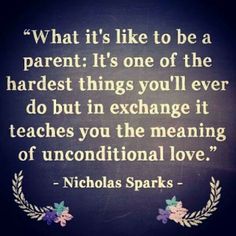 nicholas sparks quote about love and life on blue background with floral wreath around it