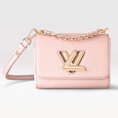 Louis Vuitton LV Women Twist PM Handbag Pink Grained Calfskin Leather Splash Animation, Lv Twist, Louis Vuitton Purse, Christian Louboutin Women, Lv Handbags, Colored Leather, Timeless Handbag, Small Shoulder Bag, Vuitton Bag