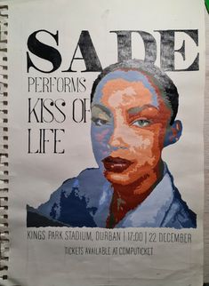 a poster on the side of a wall that says sade performs kiss of life