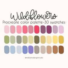 the color swatches for wallflowers are shown in different shades and sizes, including pink